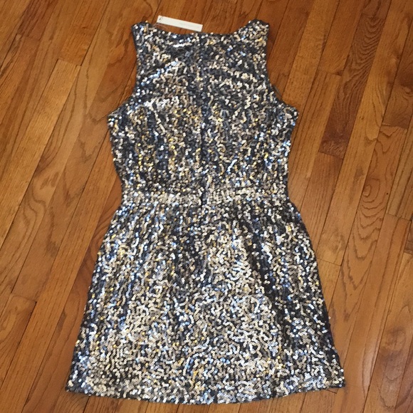 SOLD Grey/Silver Sequin Mini Dress - Picture 3 of 8